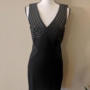 DVF Black Cocktail Dress w/ Leather Details Size 6